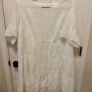 SHEIN White Short Sleeve Lace Dress